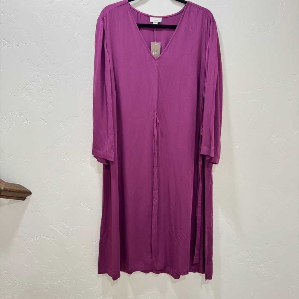 NWT J. Jill Pure Jill Women's XL Purple Wildberry Faux Wrap A-Line Midi Dress - Picture 5 of 16